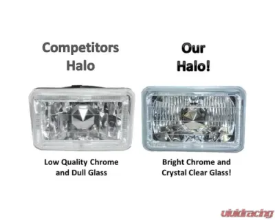 Octane Lighting 4X6 Blue LED Halo Angel Eye Halogen Headlights Headlamp Bulbs Crystal Clear Pair - OL-4X6-HALO-B