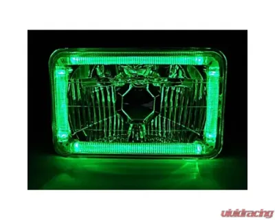 Octane Lighting 4X6 Green LED Halo Angel Eye Halogen Headlight Headlamp Bulbs Crystal Clear Pair - OL-4X6-HALO-G