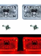 Octane Lighting 4X6 Red LED Halo Angel Eye Halogen Headlights Headlamp Bulbs Crystal Clear Pair                                     - OL-4X6-HALO-R - Image 9