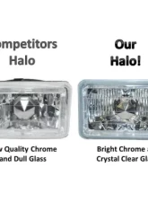 Octane Lighting 4X6 Red LED Halo Angel Eye Halogen Headlights Headlamp Bulbs Crystal Clear Pair                                     - OL-4X6-HALO-R - Image 3