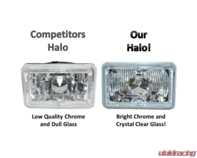 Octane Lighting 4X6 Red LED Halo Angel Eye Halogen Headlights Headlamp Bulbs Crystal Clear Pair - OL-4X6-HALO-R