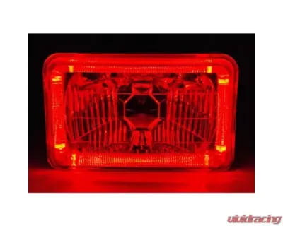 Octane Lighting 4X6 Red LED Halo Angel Eye Halogen Headlights Headlamp Bulbs Crystal Clear Pair - OL-4X6-HALO-R