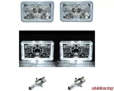Octane Lighting 4X6 White LED Halo Angel Eye Halogen Headlight Headlamp Bulbs Crystal Clear Pair - OL-4X6-HALO-W