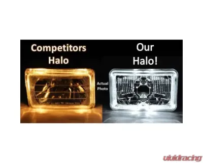 Octane Lighting 4X6 White LED Halo Angel Eye Halogen Headlight Headlamp Bulbs Crystal Clear Pair - OL-4X6-HALO-W