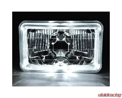 Octane Lighting 4X6 White LED Halo Angel Eye Halogen Headlight Headlamp Bulbs Crystal Clear Pair - OL-4X6-HALO-W