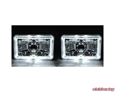 Octane Lighting 4X6 White LED Halo Angel Eye Halogen Headlight Headlamp Bulbs Crystal Clear Pair - OL-4X6-HALO-W
