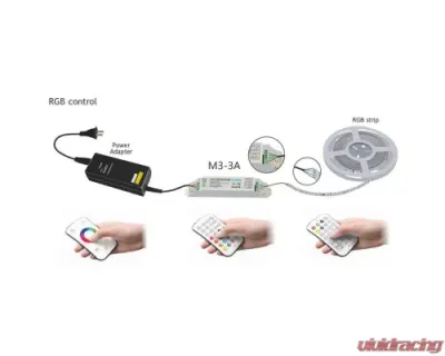 Octane Lighting M7 RF Wireless LED Controller RGB Strip Light Halo Headlight Remote 50 Foot Range w/ Splitter - OL-CTL-6