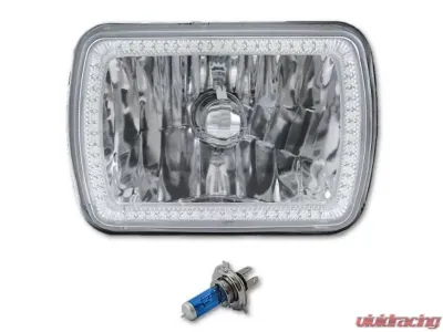 Octane Lighting 7X6 Inch Blue SMD LED Halo Angel Eye Clear Headlight 55/60W Halogen Single Light Bulb - OL-134-B