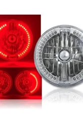 Octane Lighting 7" Red Split Circuit Half Circle LED Halo Ring Headlight - Pair (H4 Super White 55/60W Bulb)                                     - OL-501R - Image 11