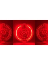 Octane Lighting 7" Red Split Circuit Half Circle LED Halo Ring Headlight - Pair (H4 Super White 55/60W Bulb)                                     - OL-501R - Image 3