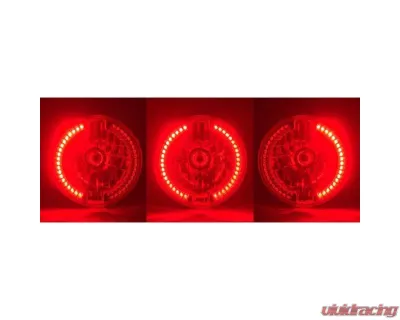 Octane Lighting 7" Red Split Circuit Half Circle LED Halo Ring Headlight - Pair (H4 Super White 55/60W Bulb) - OL-501R