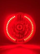 Octane Lighting 7" Red Split Circuit Half Circle LED Halo Ring Headlight - Pair (H4 Super White 55/60W Bulb)                                     - OL-501R - Image 5
