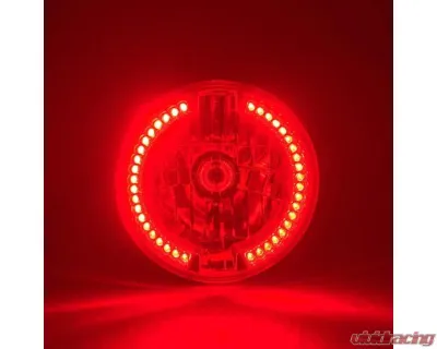 Octane Lighting 7" Red Split Circuit Half Circle LED Halo Ring Headlight - Pair (H4 Super White 55/60W Bulb) - OL-501R