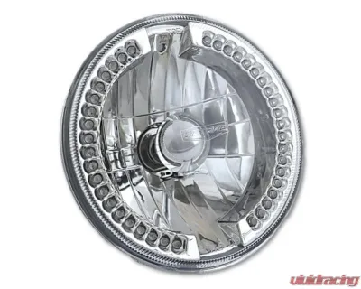 Octane Lighting 7" Red Split Circuit Half Circle LED Halo Ring Headlight - Pair (H4 Super White 55/60W Bulb) - OL-501R