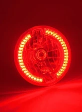 Octane Lighting 7" Red Split Circuit Half Circle LED Halo Ring Headlight - Pair (H4 Super White 55/60W Bulb)                                     - OL-501R - Image 7