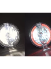 Octane Lighting 7" Red Split Circuit Half Circle LED Halo Ring Headlight - Pair (H4 Super White 55/60W Bulb)                                     - OL-501R - Image 8