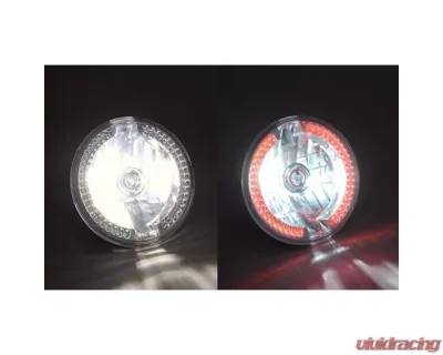 Octane Lighting 7" Red Split Circuit Half Circle LED Halo Ring Headlight - Pair (H4 Super White 55/60W Bulb) - OL-501R