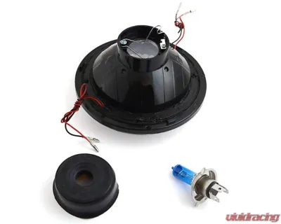 Octane Lighting 7" Red Split Circuit Half Circle LED Halo Ring Headlight - Pair (H4 Super White 55/60W Bulb) - OL-501R