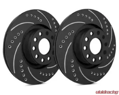 SP Performance Drilled & Slotted Vented 5 Lug Front Brake Rotor 299mm Black Zinc Acura Honda 1999-2014 - F19-275-BP
