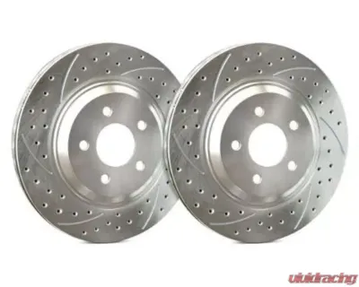 SP Performance Double Drilled & Slotted Zinc Coated Rear Brake Rotors 266mm 5 Lug Saab 9-2X Subaru Forester 1990-2008 - S47-1554-P