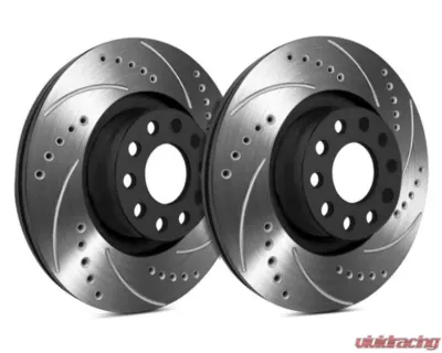 SP Performance Drilled and Slotted Brake Rotors Black Zinc Vented 5 Lug 275.8mm Kia Sedona 2005 - F67-383-BP