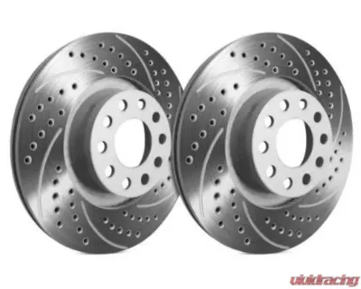 SP Performance Double Drilled and Slotted Rotors Gray ZRC Coating 275mm Vented 5 Lug Front for 1990 Lexus LS400 - S52-7024