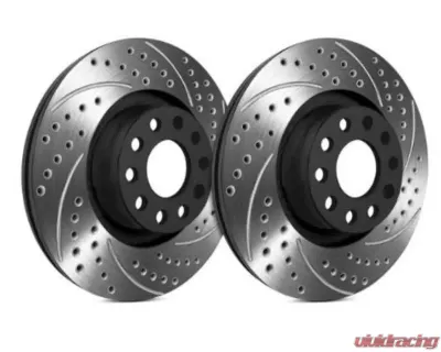 SP Performance Double Drilled and Slotted Rotors Black Zinc Coating 296mm 5 Lug Front Pontiac GTO 2004 - S55-088-BP