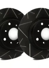 SP Performance Peak Series Slotted Solid 4 Lug Rear 245mm Brake Rotor Black Zinc Coating for Audi 4000/80/90/Coupe Quattro 1984-1995                                     - V01-0654-BP - Image 2