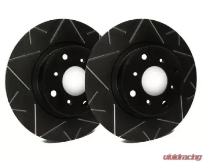 SP Performance Peak Series Slotted Solid 4 Lug Rear 245mm Brake Rotor Black Zinc Coating for Audi 4000/80/90/Coupe Quattro 1984-1995 - V01-0654-BP