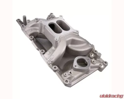 Top Street Performance Carbureted Satin Aluminum Dual Plane Air Gap Intake Manifold Chrysler Small Block V8 - 85026