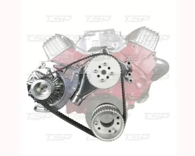 Top Street Performance Gilmer Style Front Drive Kit w/ Mid Mount Alternator Polished Chevrolet Small Block V8 Gen. I