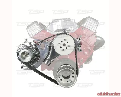 Top Street Performance Gilmer Style Front Drive Kit w/ Mid Mount Alternator Polished Chevrolet Small Block V8 Gen. I - DS35002