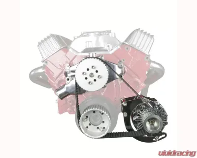 Top Street Performance Gilmer Style Front Drive Kit w/ Low Mount Alternator Polished Chevrolet Small Block V8 Gen. I - DS35003