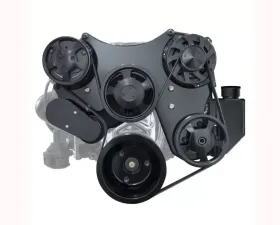 Top Street Performance Serpentine Front Drive System w/ Integral Power Steering PumpFabricated Aluminum Reservoir Black Chevrolet Small Block V8 Gen. I