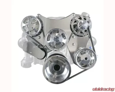 Top Street Performance Serpentine Front Drive System w/ Integral Power Steering Plastic Reservoir Polished Chevrolet Small Block V8 Gen. I - DS35014X
