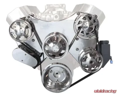 Top Street Performance Serpentine Front Drive System w/ Integral Power Steering Pump Plastic Reservoir Polished Chevrolet Big Block V8 Gen. II (Mark IV) - DS45423X