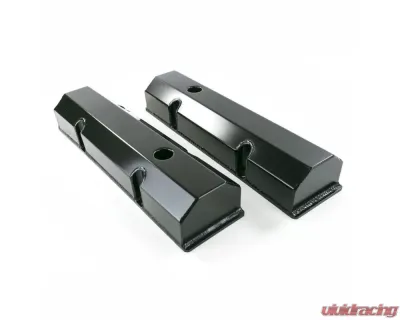 Top Street Performance Short Bolt Fabricated Aluminum Valve Covers w/ Breather Holes Chevrolet Small Block - JM8091-8BK