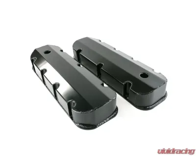 Top Street Performance Short Bolt Fabricated Aluminum Valve Covers w/ Breather Holes Chevrolet Big Block - JM8092-8BK