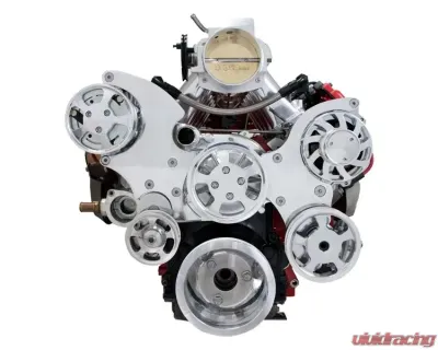 Top Street Performance LS Serpentine Front Drive System without AC Compressor with Reservoir Polished - 81211