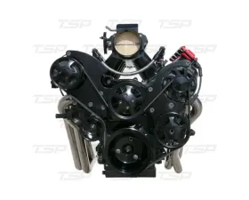 Top Street Performance LS Serpentine Front Drive System without AC Compressor with Reservoir Black