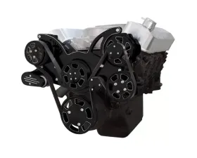 Top Street Performance BBC Serpentine Front Drive System with Integral Power Steering Pump Fabricated Aluminum Reservoir Black