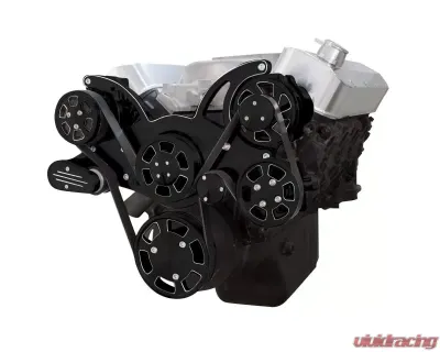 Top Street Performance BBC Serpentine Front Drive System with Integral Power Steering Pump Fabricated Aluminum Reservoir Black - DS45423BKY