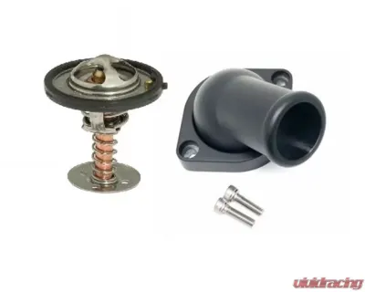 Top Street Performance LS 45 Degree Angle Aluminum Water Neck with 160F Thermostat Black - HC8937BK-KT