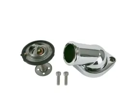 Top Street Performance LS 45 Degree Angle Aluminum Water Neck with 160F Thermostat Chrome