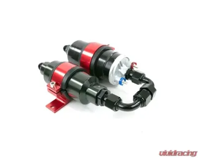 Top Street Performance Universal Electric Inline EFI Fuel Pump and 100 Micron Filter Kit Red - JM1040KT-100-R
