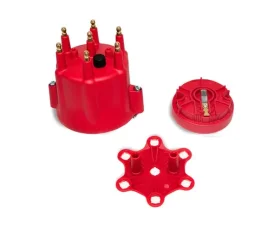 Top Street Performance Pro Series Ready to Run Distributor Cap and Rotor Kit Male Cap 4 Cylinder Red