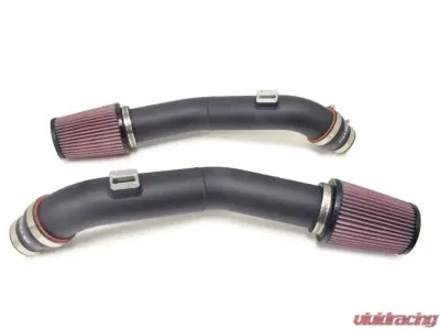 STM Tuned Wrinkle Black Powdercoat Aluminum Intake Pipes with MAF Flange Nissan R35 GT-R 2009-2021 - STM-GTR-AL-INT-MAF-WBK