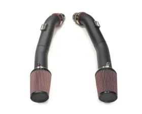 STM Tuned Wrinkle Black Powdercoat Aluminum Intake Pipes with MAF Flange Nissan R35 GT-R 2009-2021