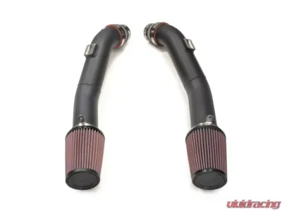 STM Tuned Wrinkle Black Powdercoat Aluminum Intake Pipes with MAF Flange Nissan R35 GT-R 2009-2021 - STM-GTR-AL-INT-MAF-WBK