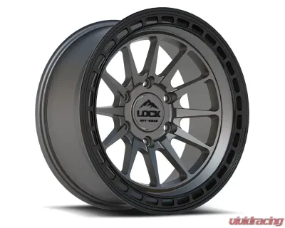 Lock Off-Road Baja Wheel 17x9 6x139.7 -12mm Matte Grey w/ Matte Black Ring - BAJA-7969MGMBR12N
